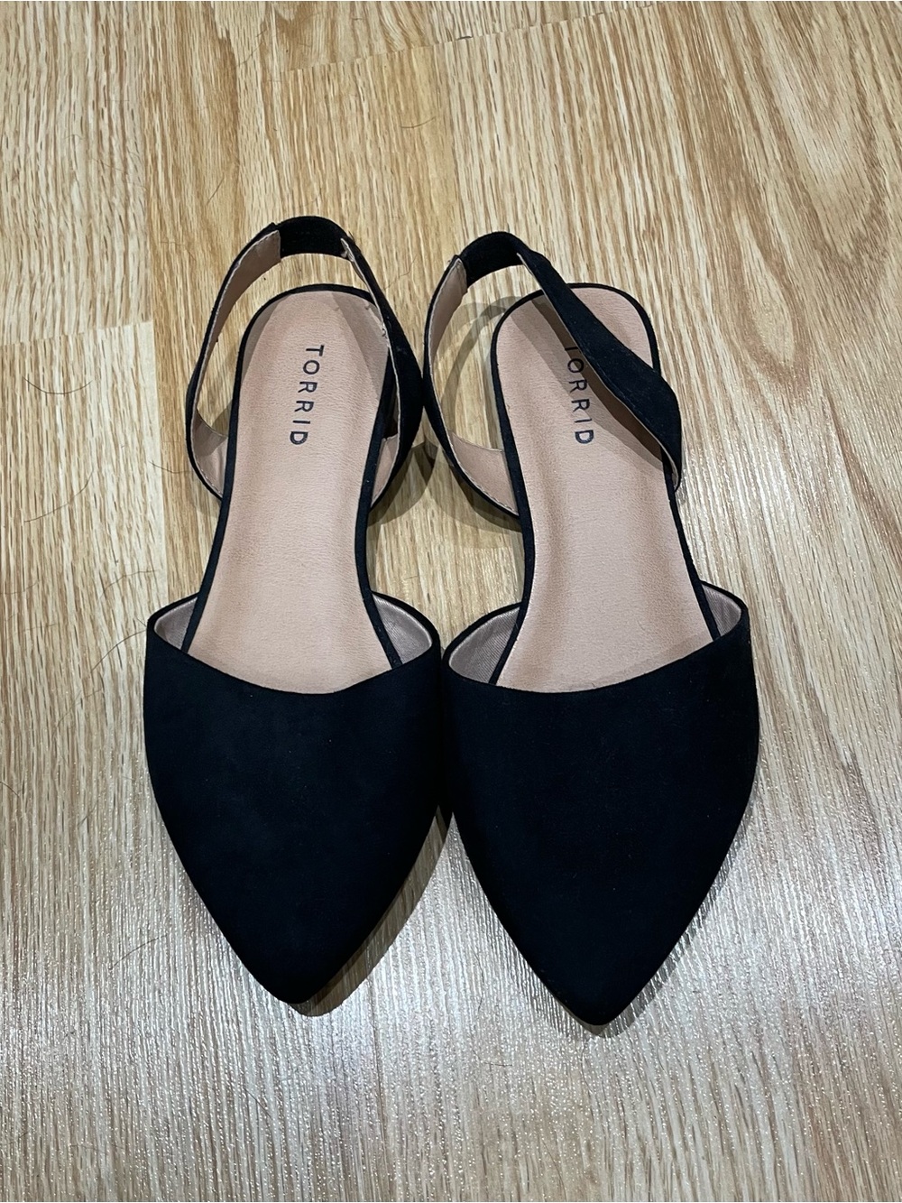 torrid Black Pointed Slingback Flats with Nude Insole